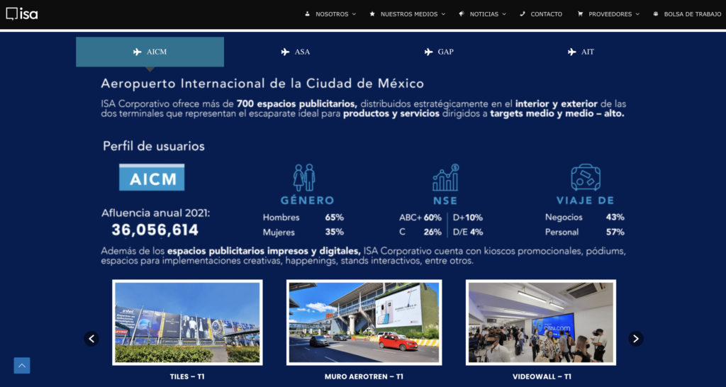 Sitio web Isa Corporativo de México.